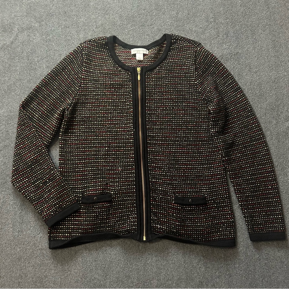 Women's Black Knit Zip Up